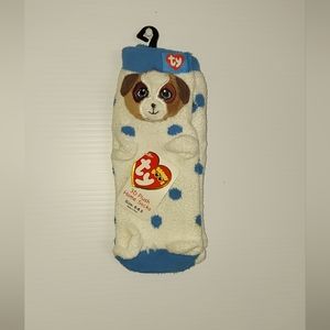 TY 3D Plush Home Socks: Comfort and Style in White and Blue for Sizes 6-8.5
